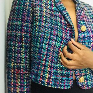 VINTAGE cropped colorful blazer with GOLD buttons